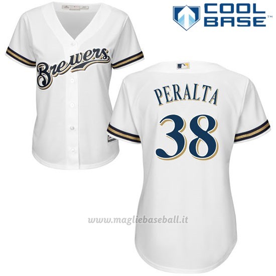 Maglia Baseball Donna Milwaukee Brewers Wily Peraltan Bianco Autentico Collezione Cool Base